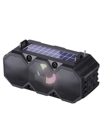 اشتري Solar Bluetooth Speaker Portable Hand Carry Solar Bluetooth Speakers Wireless Outdoor Speaker with Subwoofer Deep Bass Powerful Stereo Speaker for Business Travel and Home Party Travel Black في الامارات