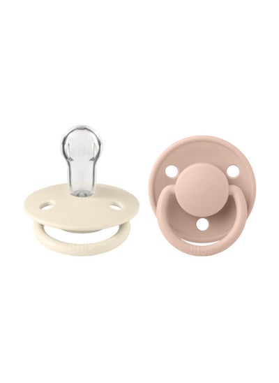 Buy Pack Of 2 Baby De Lux Silicone Pacifiers, Onesize, Ivory And Blush in Saudi Arabia