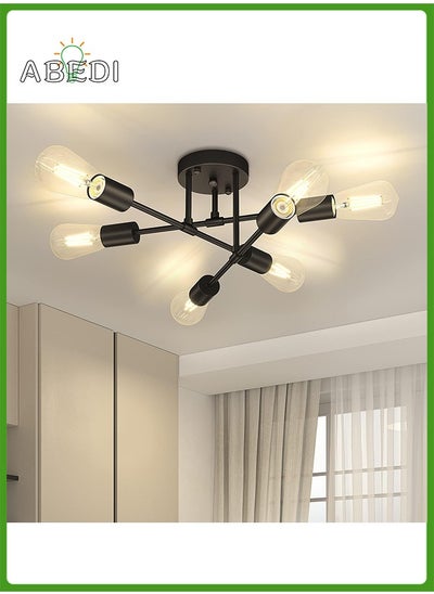 Buy Chandelier, Modern Ceiling Lighting, 6 Lights E27 Adjustable Industrial Mount Pendant Light Fixture for Kitchen, Living Room, Dining Room, Bedroom Foyer, Black, Bulbs Not Included in Saudi Arabia