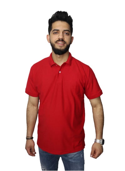 اشتري Casual Polo T-Shirt Cotton - Red في مصر