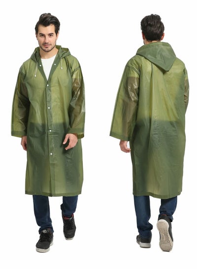 Buy Rain Poncho for Adults 1 Pack Eva Women and Men Reusable Raincoat Jacket Packable Family Fishing Travel Emergency No Pvc with Hood Elastic Sleeving(deep Green) in UAE