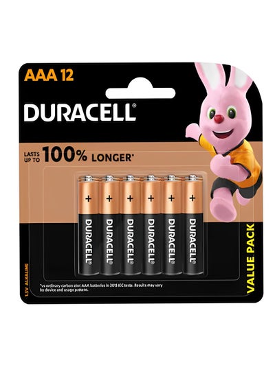 Buy 12-Piece Superior Nylon Top Closure Type AAA Alkaline Batteries Multicolour ( Longer 100% ) in Egypt