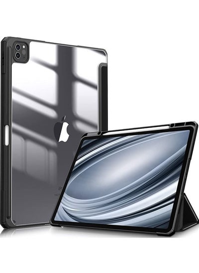 Buy Protective Case Cover For Apple iPad Pro 12.9 inch (2021/2020) Generation with Pencil Holder, [Support Apple Pencil Charging and Touch ID], Clear Transparent Case with Auto Wake/Sleep,Black in Saudi Arabia