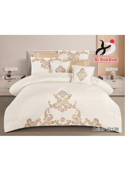 Buy Nephrine quilt set, microfiber embroidered bedspread, consisting of 8 pieces, king size quilt, 240 x 260 cm. in Saudi Arabia