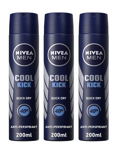 Buy Pack Of 3 Nivea Men spray Cool Kick 200ml in Saudi Arabia