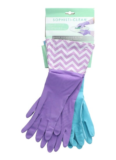 Buy 4-Piece Vinyl Cuffs Dishwashing Gloves Purple and Blue 0.2 x 18.9 x 7.4 Inch SCGG4S2OS0672 in Saudi Arabia