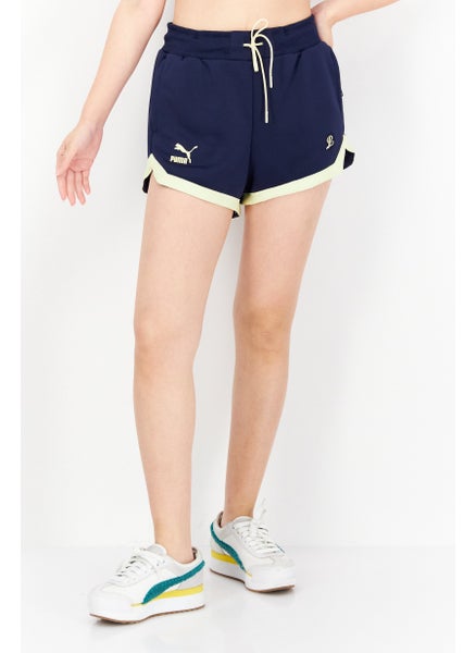 Buy Women Sportswear Fit Brand Logo Basic Shorts, Blue Combo in UAE