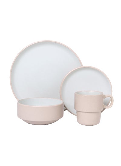 Buy 16-Piece Elegant And Modern Design Stoneware Dinner Set Pink And White 29 X 24 X 36 Cm 41270130/P in Saudi Arabia