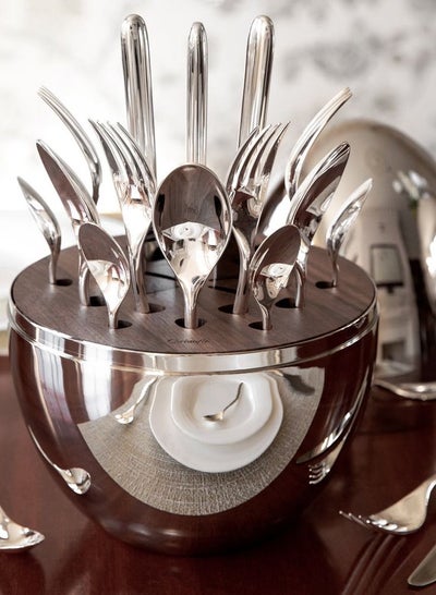 Buy 24-Piece Luxury Stainless Steel Tableware Set Egg Shaped Dinner Set Knife and Fork Tableware Set Luxury Cutlery Set Vintage Quality Knife Fork Dining Set with Gift Box in Saudi Arabia