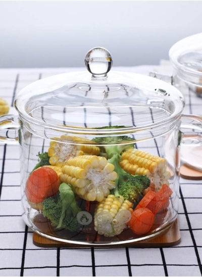 Buy Glass Cooking Pot 1.5L Glass Pot for Cooking On Stove Heat-Resistant Glass Saucepan Clear Glass Cookware Simmer Pot Glass Stovetop Pot with Lid Safe for Soup, Milk, Tea, Fruits in UAE