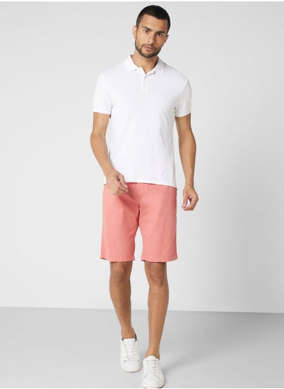 Buy Men Mid-Rise Slim Fit Cotton Chino Shorts in Saudi Arabia