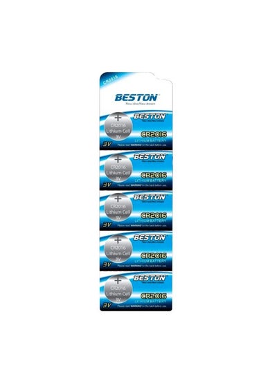 Buy Beston Lithium Battery CR-2016 5 PCS: Pack of five lithium batteries with CR-2016 specifications, suitable for various applications. in Egypt