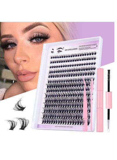 Buy 280Pcs DIY Lash Extension Kit Lash Clusters Kit Individual Cluster Lashes with Waterproof Lash Bond and Seal and Tweezers D Curl Eyelash Extension Kit in Saudi Arabia