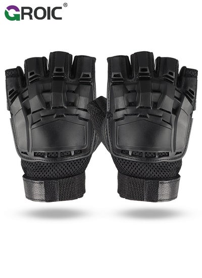 Buy Cycling Gloves for Men, Motorcycle Gloves Half-Finger Tactical Gloves with Finger Impact Protective & Palm Padded & Hard Shield for Motorcycle Cycling Training Shooting Hunting Hiking Camping Climbing in UAE