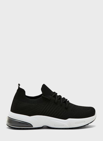Buy Textured Knit Lace Up Comfort Shoe in UAE