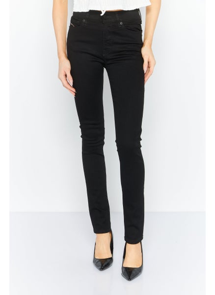 اشتري Women Super Skinny Fit Textured Stretchable Denim Jeans, Black في الامارات