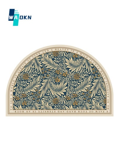 Buy Semi-circular Bathroom Floor Mat, Natural Rubber Bottom Anti-slip Door Mat, Baroque Printed Carpet, Super Absorbent and Quick-drying Bathroom Mat, Suitable for Kitchen, Bathroom, Living Room, Bedroom in Saudi Arabia