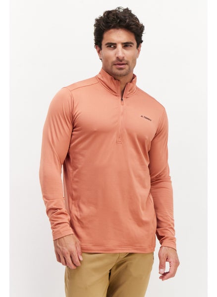 اشتري Men Sportswear Fit Long Sleeve Training Half Zip Sweatshirt, Rust Brown في الامارات