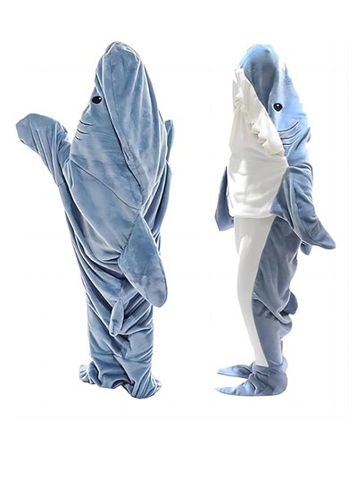 Buy COOLBABY Adult Shark Blanket Wearable Shark Blanket Super Soft and Comfortable Flannel Hoodie Shark Blanket Cartoon Shark Sleeping Bag Pajamas - Size L (Length 190*120 cm) in UAE