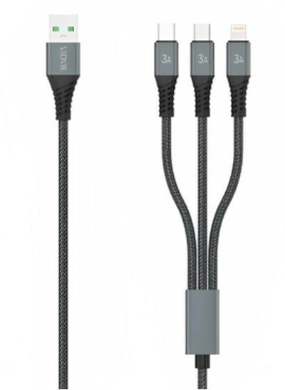 Buy Vidvie 3 in 1 USB Cable, 1.2m, Grey - CB4022 in Egypt