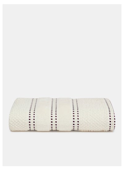 اشتري ANZIO Popcorn Terry Cotton velour Border Hand Towel Ivory 50X90 centimeter في الامارات