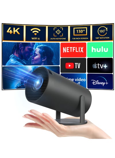 Buy Mini Projector with WIFI and Bluetooth 1080P Smart Projector Built-in Android TV 11.0, 10000 Lumen, Auto Keystone 4K Supported, 180 Degree Rotation, 40"-130" Screen Video Projector in UAE