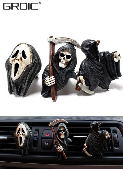 اشتري 3 Packs Car Air Freshener Clips,Car aromatherapy,Car Accessories,Car Vent Decoration, Skull Car Interior Accessories,Creative Vehicle Supplies في الامارات