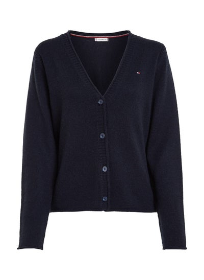 Buy Women's Wool V-Neck Cardigan Sweater, Navy in Saudi Arabia