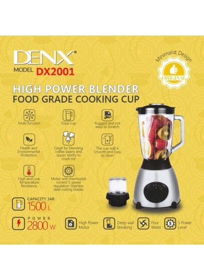 Buy High power blender, food grade cooking cup 1500ml, 2800W. in Saudi Arabia