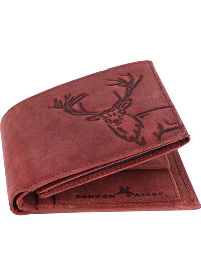 اشتري LONDON ALLEY Elk Vintage Red Men's Leather Wallet في الامارات