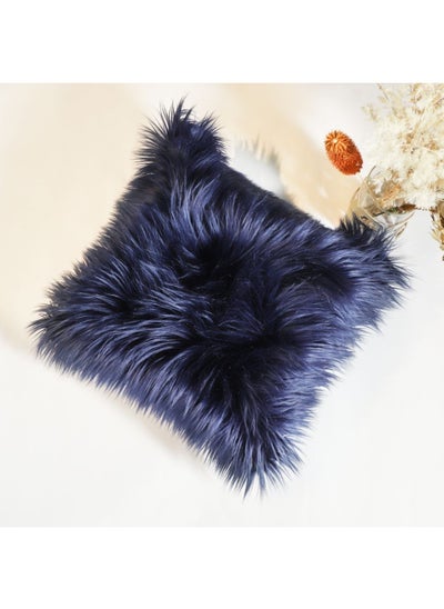 Buy Pearl Fur Cushion Blue 45X45CM DZWL1569-2-BE in UAE