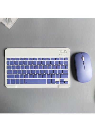 Buy Rechargeable Bluetooth Keyboard And Mouse Combo Ultra-Slim Portable Compact Set For Android Windows Tablet Cell Phone IPhone IPad Pro Air Mini OS IOS 13 And Above PURPLE in UAE