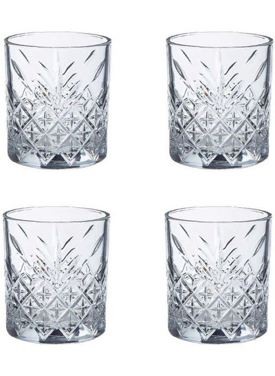 Buy Turkish striped glass water cups, 4 pieces in Saudi Arabia