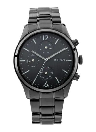 اشتري Titan Workwear Quartz Multifunction Watch for Men Black Dial With Metal Strap في الامارات