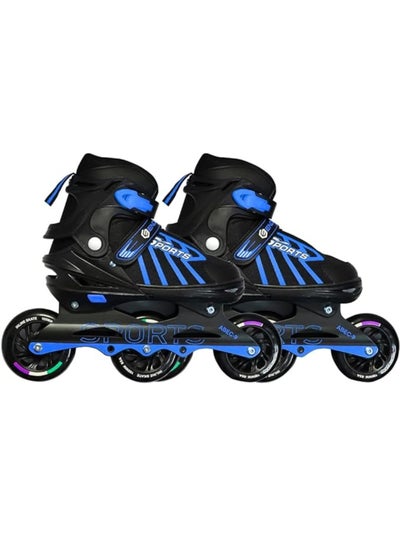 Buy Inline Adjustable Skates Large 39 EUR (UK 5.5) - 43 EUR (UK 9) for 12 Years and Above | Blue | Aluminium Chassis and 100 mm  Three Wheels | Skating Shoes in UAE