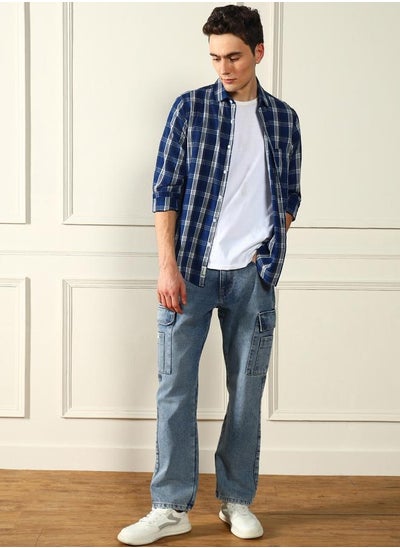 Buy Men's Light Blue Relaxed Fit Jeans - Laid-back Style in UAE