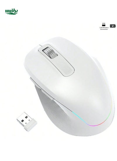 Buy JOMAA Ergonomic Rechargeable LED Backlit Silent Wireless Mouse 2.4G Dual Modes Plug And Play Wireless Mouse 1600 DPI Wireless Silent Mouse For PC/Laptop/Desktop(White) in UAE