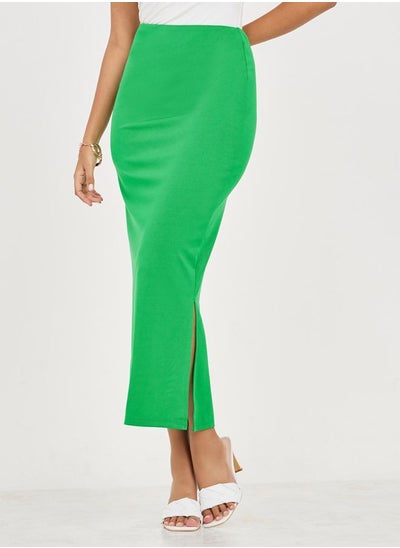 Buy Solid Side Slit Bodycon Skirt in Saudi Arabia