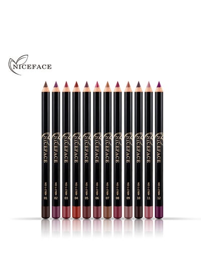 Buy 12-Piece Waterproof Lipliner Pencil in UAE