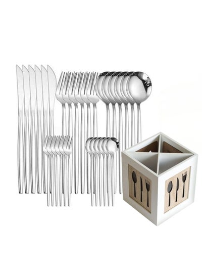 اشتري 31-Piece Knife Fork Spoon Full With Cutlery Storage Box في الامارات