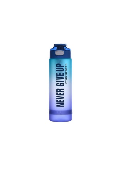 Buy Never give up-sports water bottle 1000 ml, bpa free leakproof motivational water bottle for travel, fitness, outdoor sports, home, school, gym, yoga &office - multicolor in Egypt