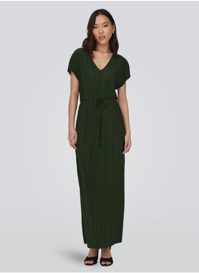 Buy V-Neck Tie Detail Dress in Saudi Arabia