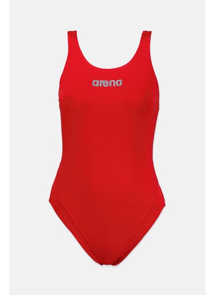 Buy Women Brand Logo Muscle Back One,Piece Swimwear, Red Combo in Saudi Arabia