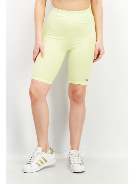 اشتري Women Brand Logo Basic Shorts, Lime Green في الامارات