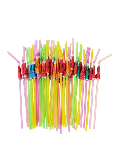 اشتري 50 Umbrella Parasol Drinking StrawsDisposable Bendable Tropical Drinking StrawsHawaiian Beach beverage juice Party Decorations Supplies في السعودية