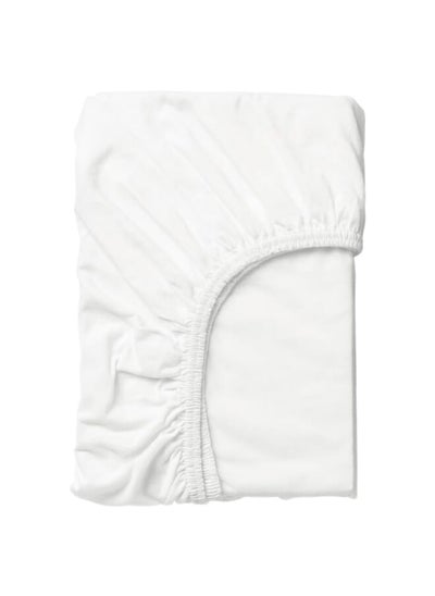 Buy Fitted sheet, white, 80x130 cm in Saudi Arabia