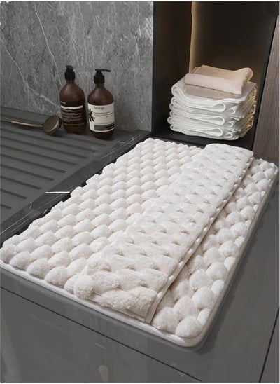 Buy 1-Piece Bathroom Non-Slip Rug Mat Water Absorption Mat Polyester White 60x40 Centimeter in UAE