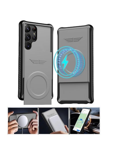 Buy Case for Samsung Galaxy S24Ultra, Support Magsafe and Wireless Charger Case for Samsung Galaxy S24Ultra, Magnetic Adsorption and Sliding Window Protect Lens S24Ultra Cover (Grey) in UAE