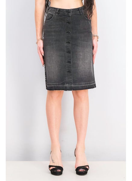 اشتري Women Five Pocket Midi Skirt, Wash Black في السعودية