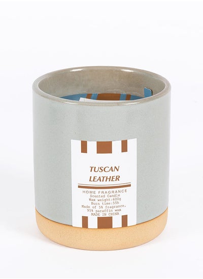 اشتري Norman Tuscan Leather Jar Candle, Grey - 600g في الامارات